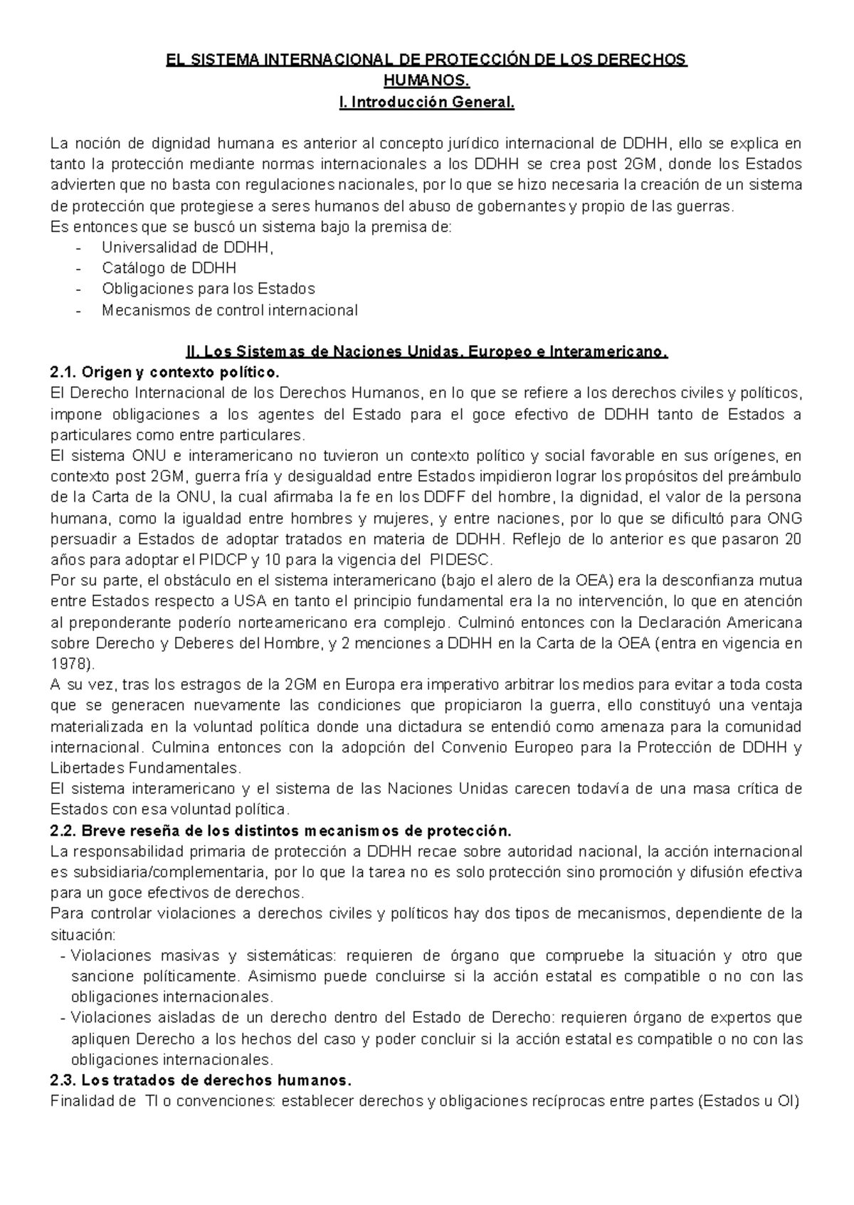Resumen D. Internacional Público: Protección de Derechos Humanos - Studocu