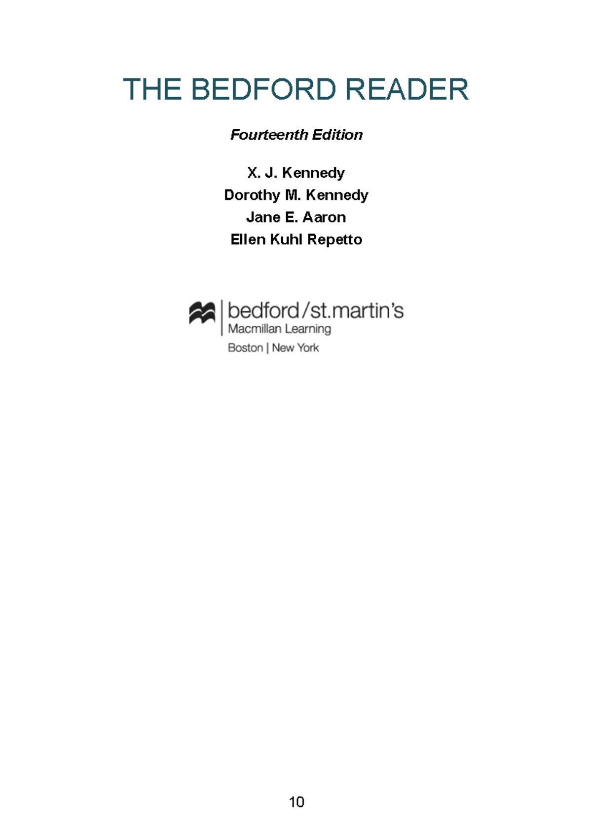 The Bedford Reader (14th Ed.) Overview & Acknowledgments Studocu