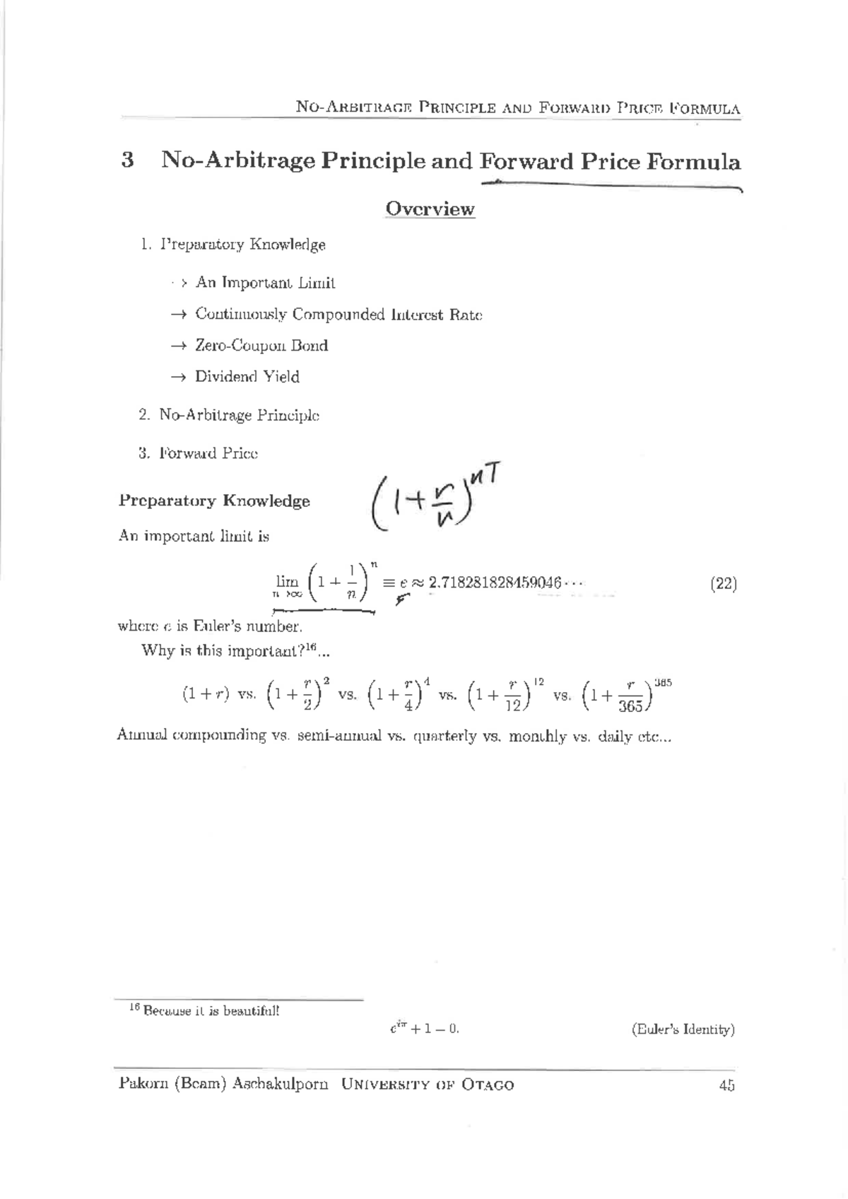 Principle and Forward Price Formula Overview for FINC306 Study Guide ...