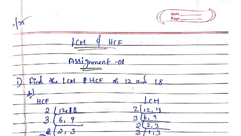 Aptitude 5 Questions - HCE LCM and HCF Assignment - Studocu