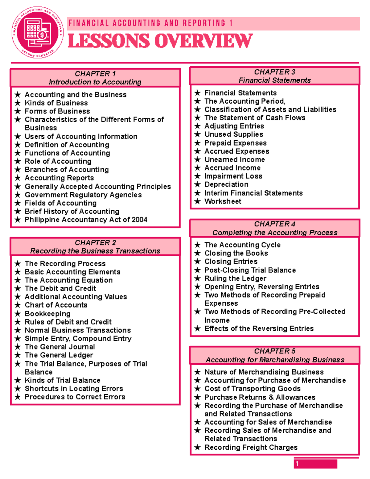 FAR 1 Lesson Notes: Overview of Financial Accounting Concepts and ...