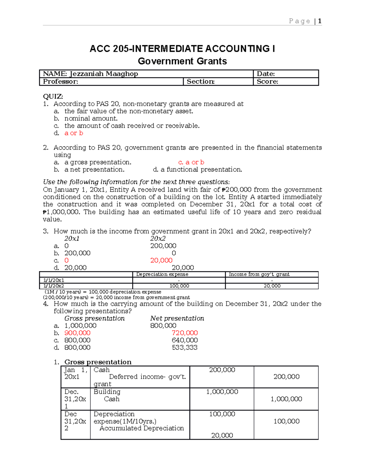 QUIZ ACC 205 - Government Grants in Intermediate Accounting - Studocu