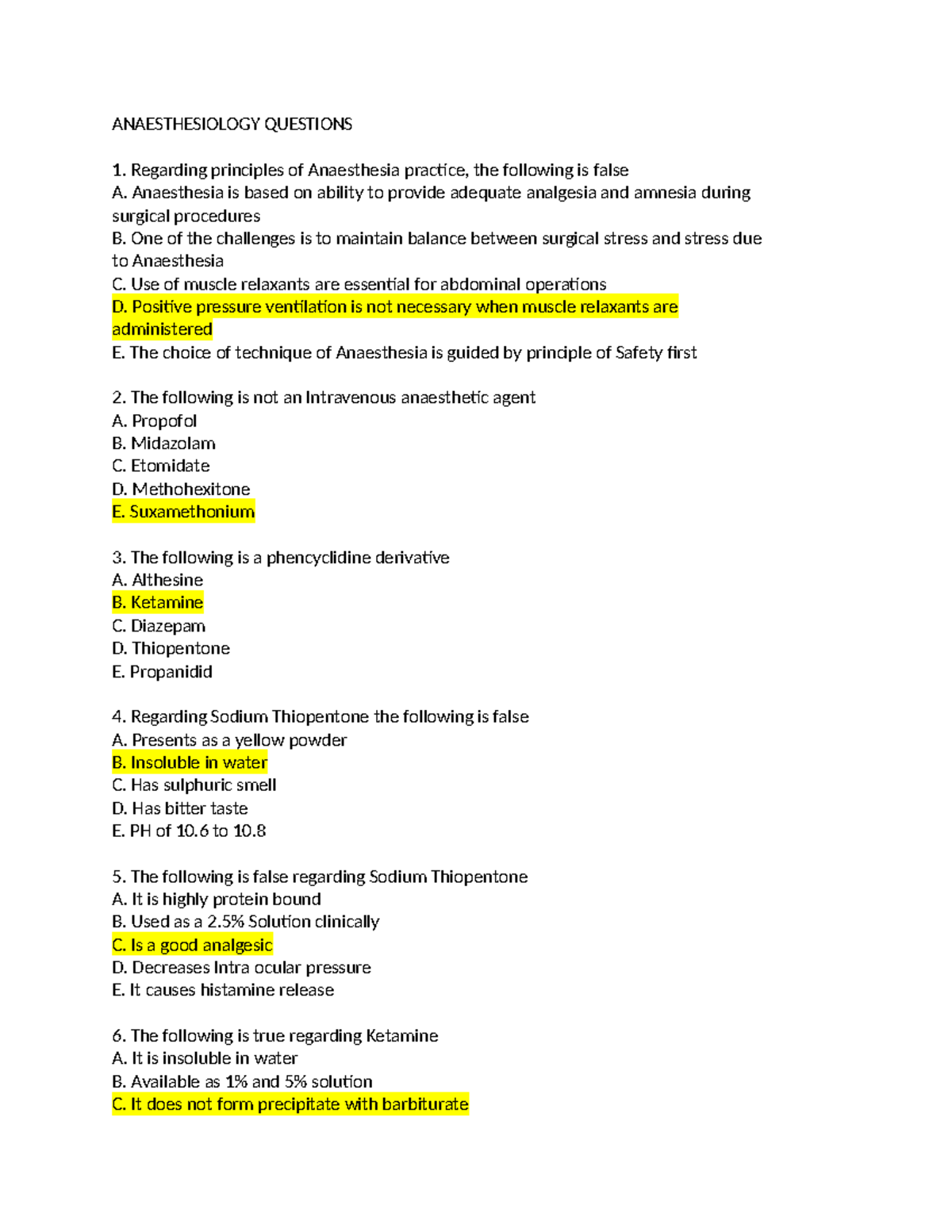 Anaesthesiology Questions: Key Concepts and Principles for Exam ...