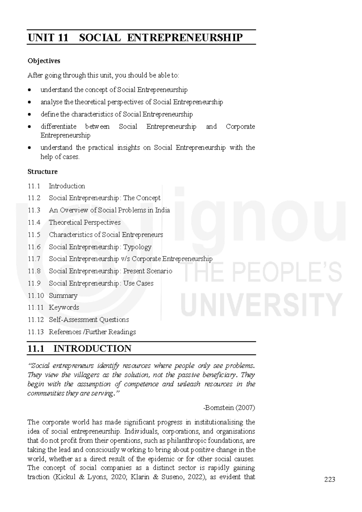 Unit 11: Social Entrepreneurship - Concepts, Theories, and Case Studies ...