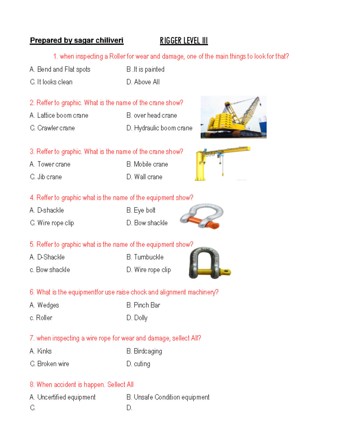 Rigger Level 3 Exam Questions and Graphics - Sagar Chiliveri - Studocu