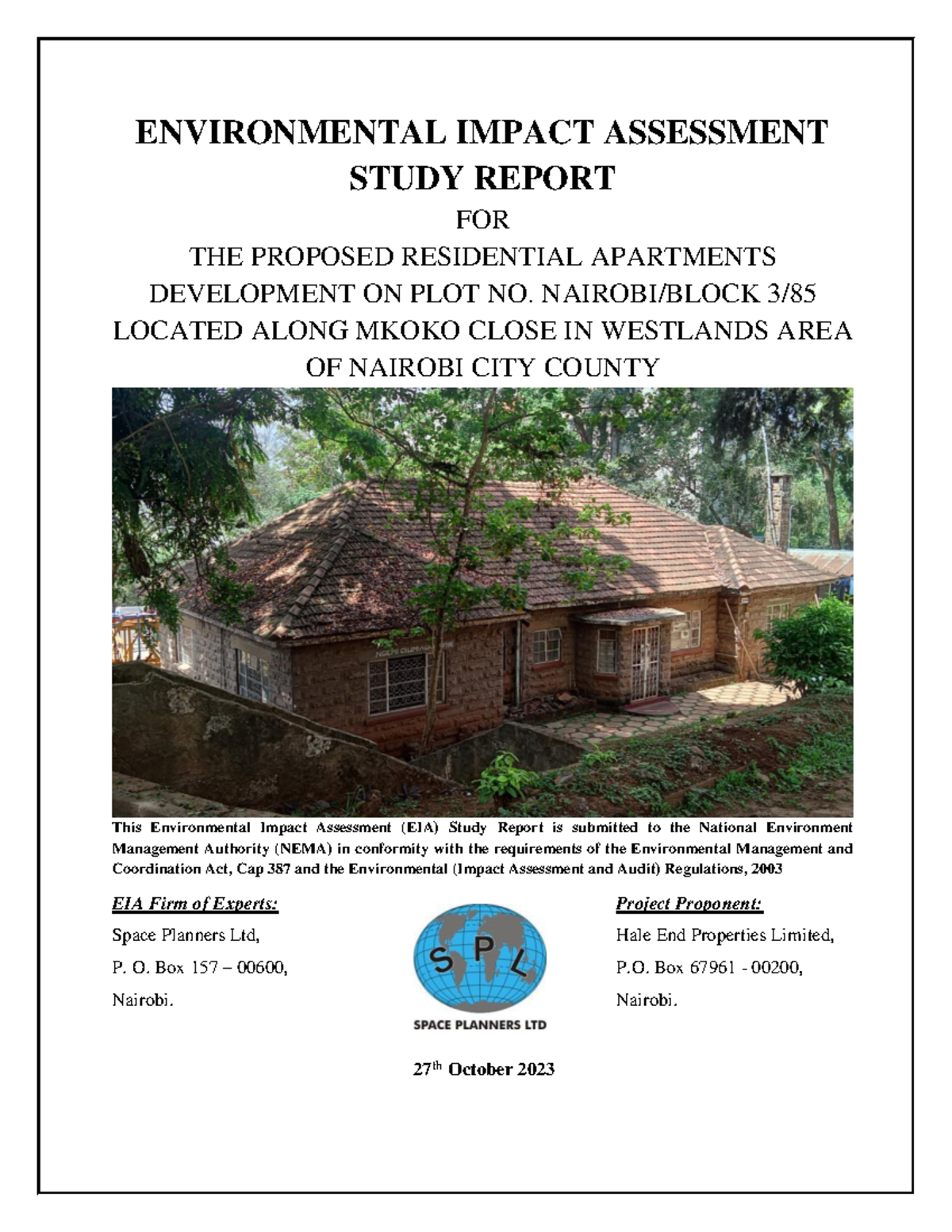 EIA 2165: Environmental Impact Assessment for Proposed Residential ...