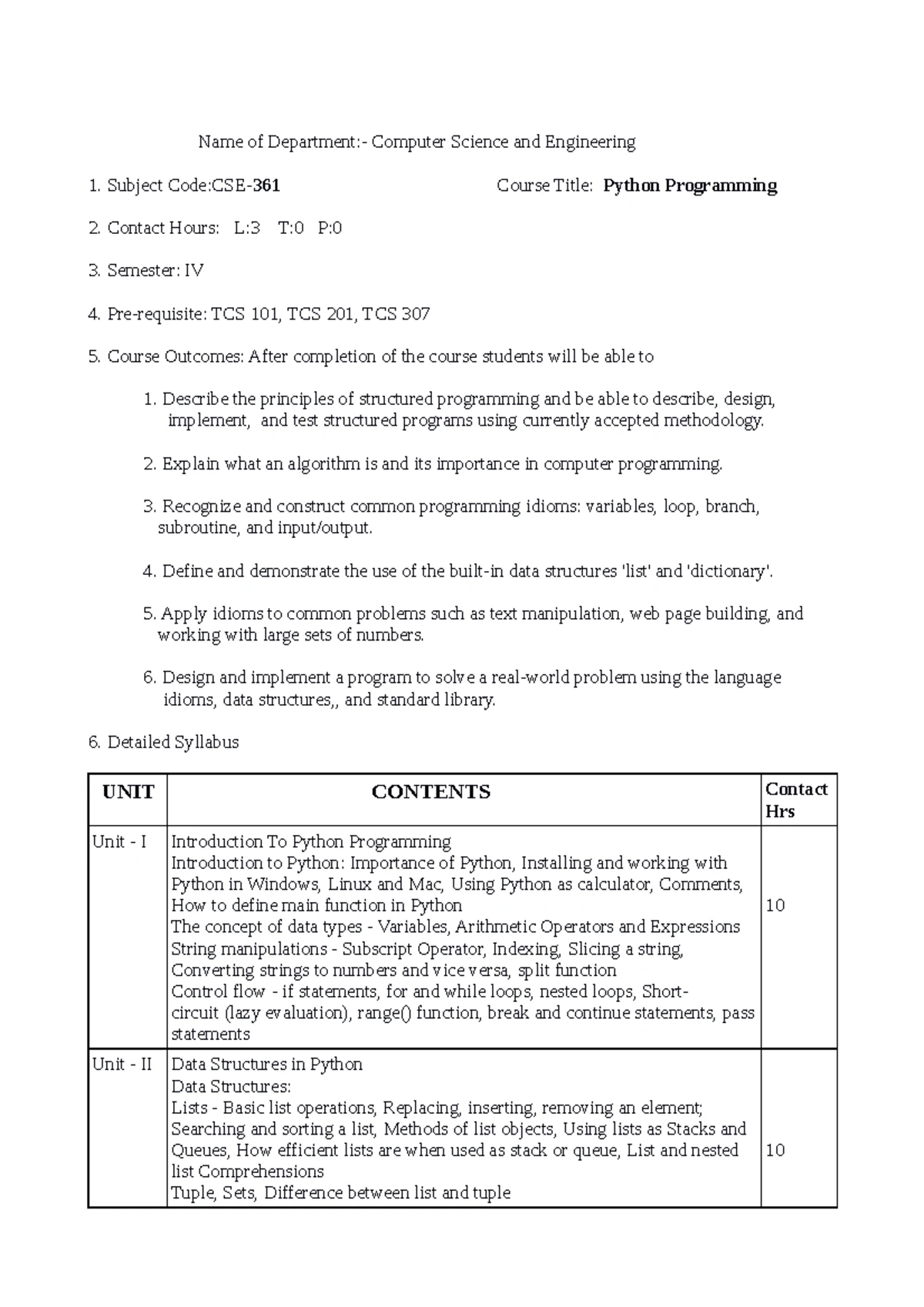 Programming in Python - Course Contents Theory Contents Introduction to ...