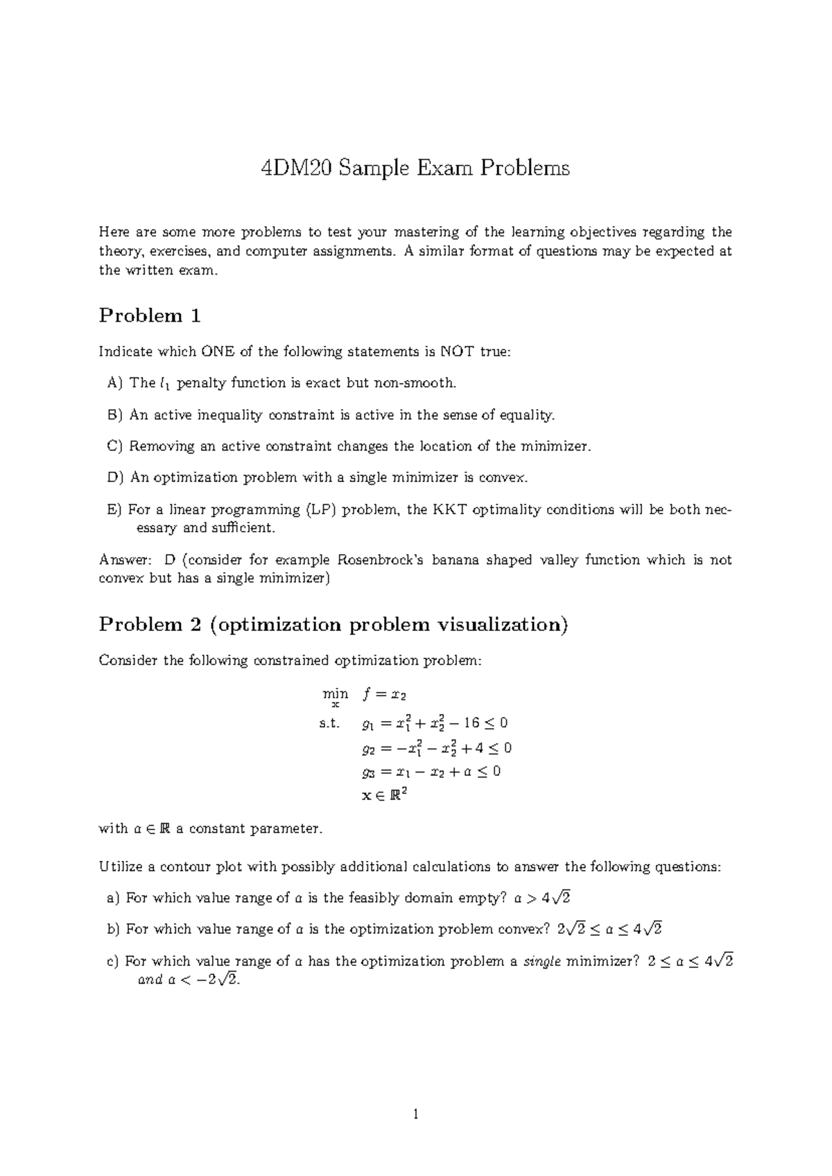 4DM20 Final Exam Sample Problems with Detailed Solutions - Studeersnel