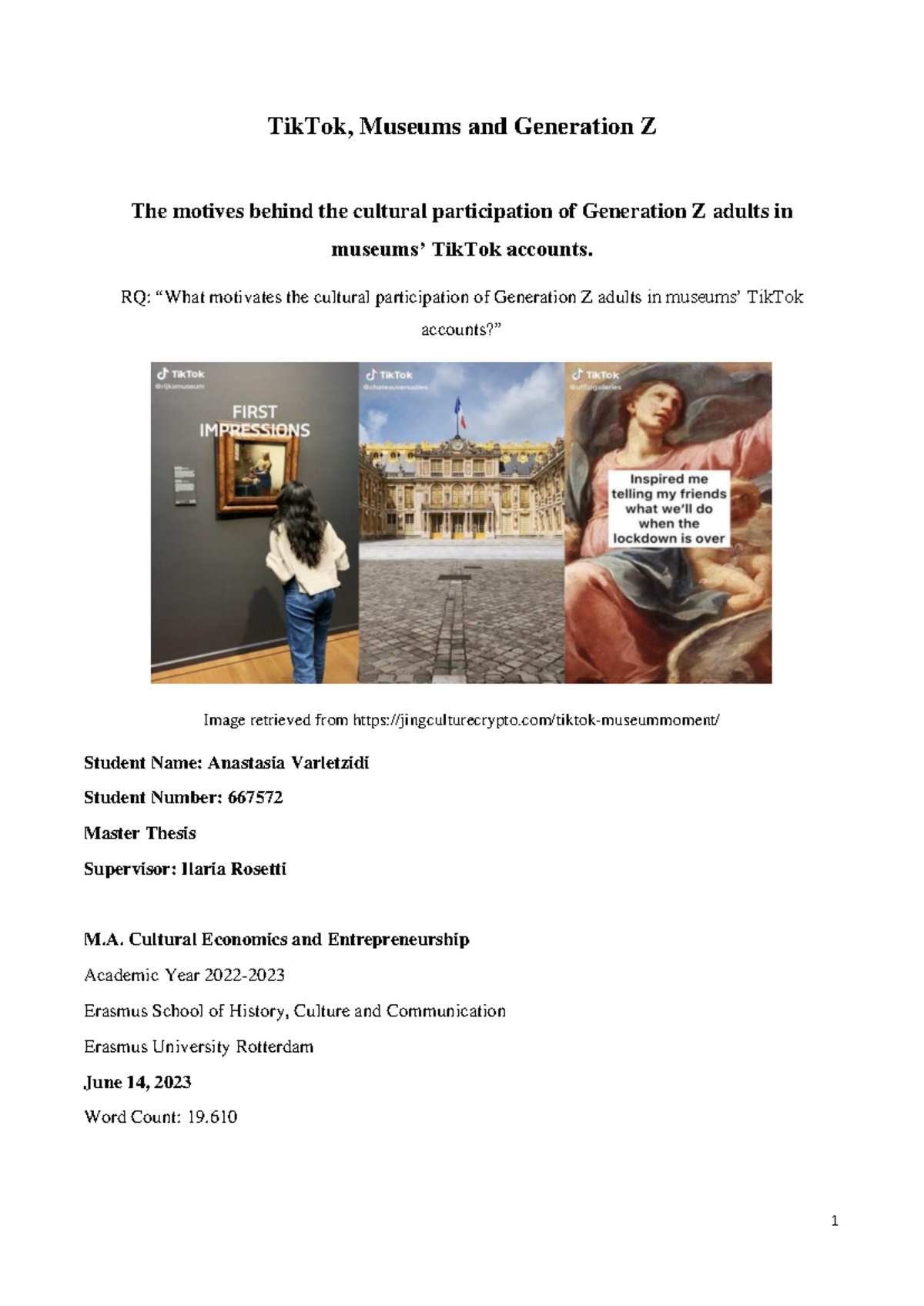 Cultural Participation of Gen Z on TikTok: Insights for Museums (M.A ...