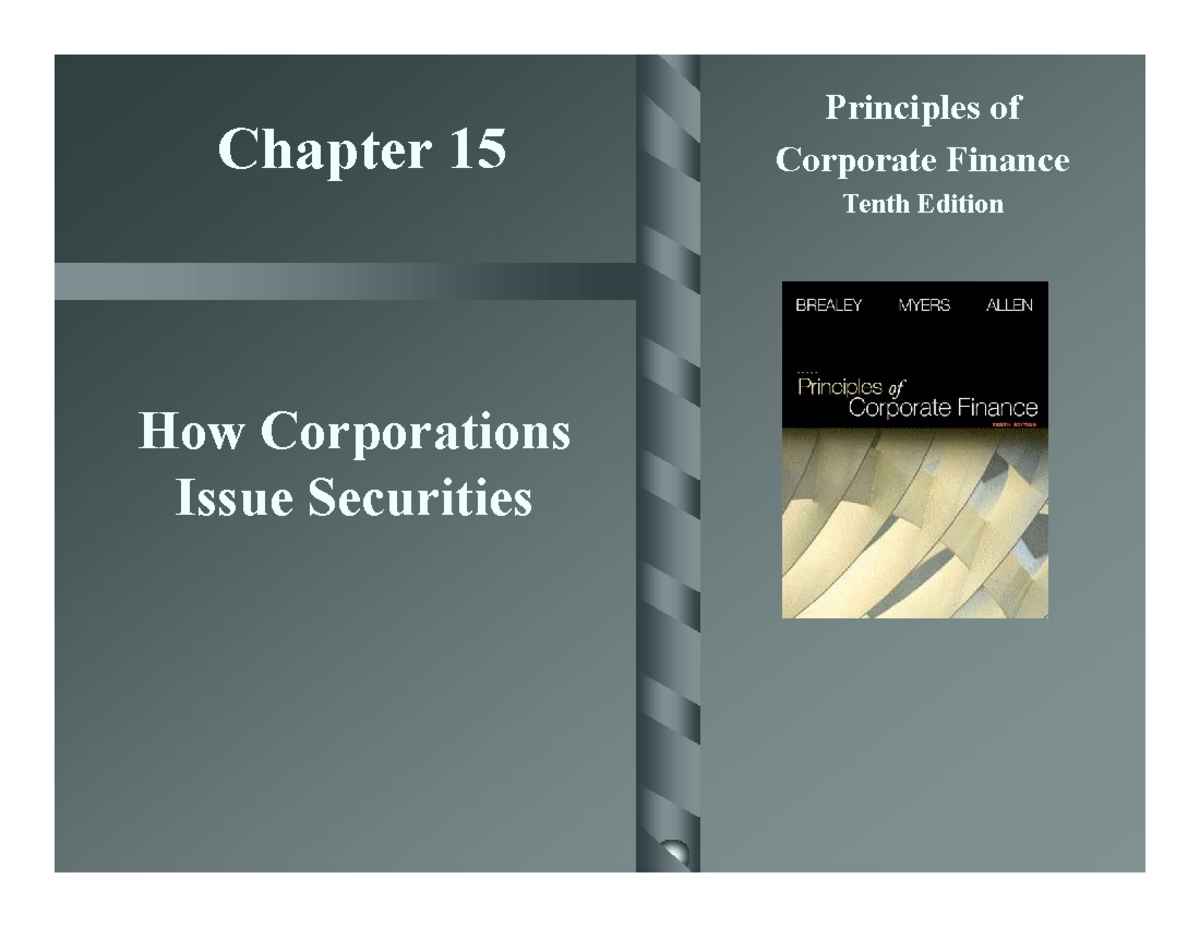 C15 - Principles of Corporate Finance: Issuing Securities Overview ...