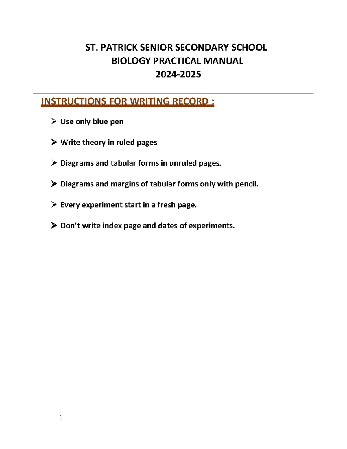 Biology Lab Manual XII 2024-25 (734073697): Practical Experiments Guide ...