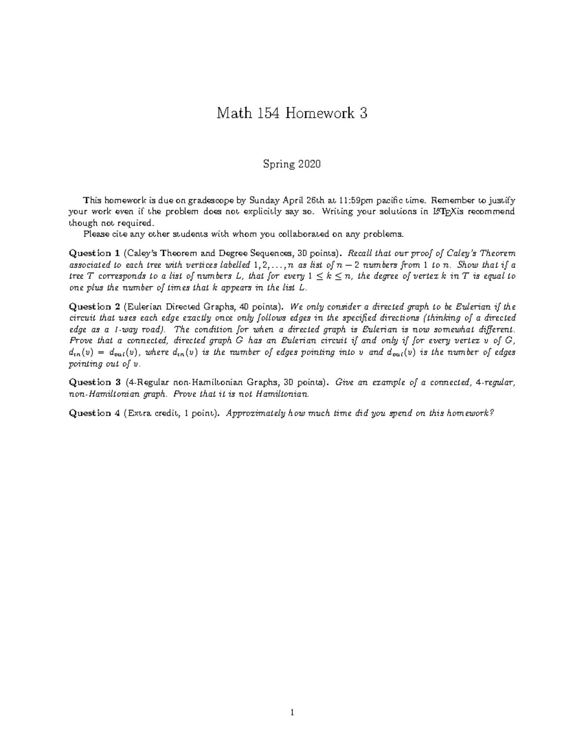 Math 154 Homework 3: Graph Theory Concepts & Problems - Studocu