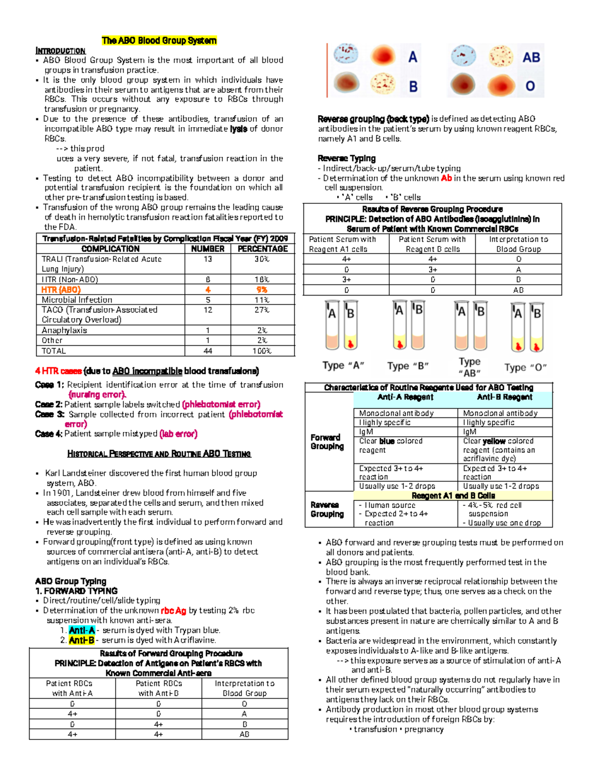 5B- ABO Blood Group System: Subgroup Discrepancies Explained - Studocu