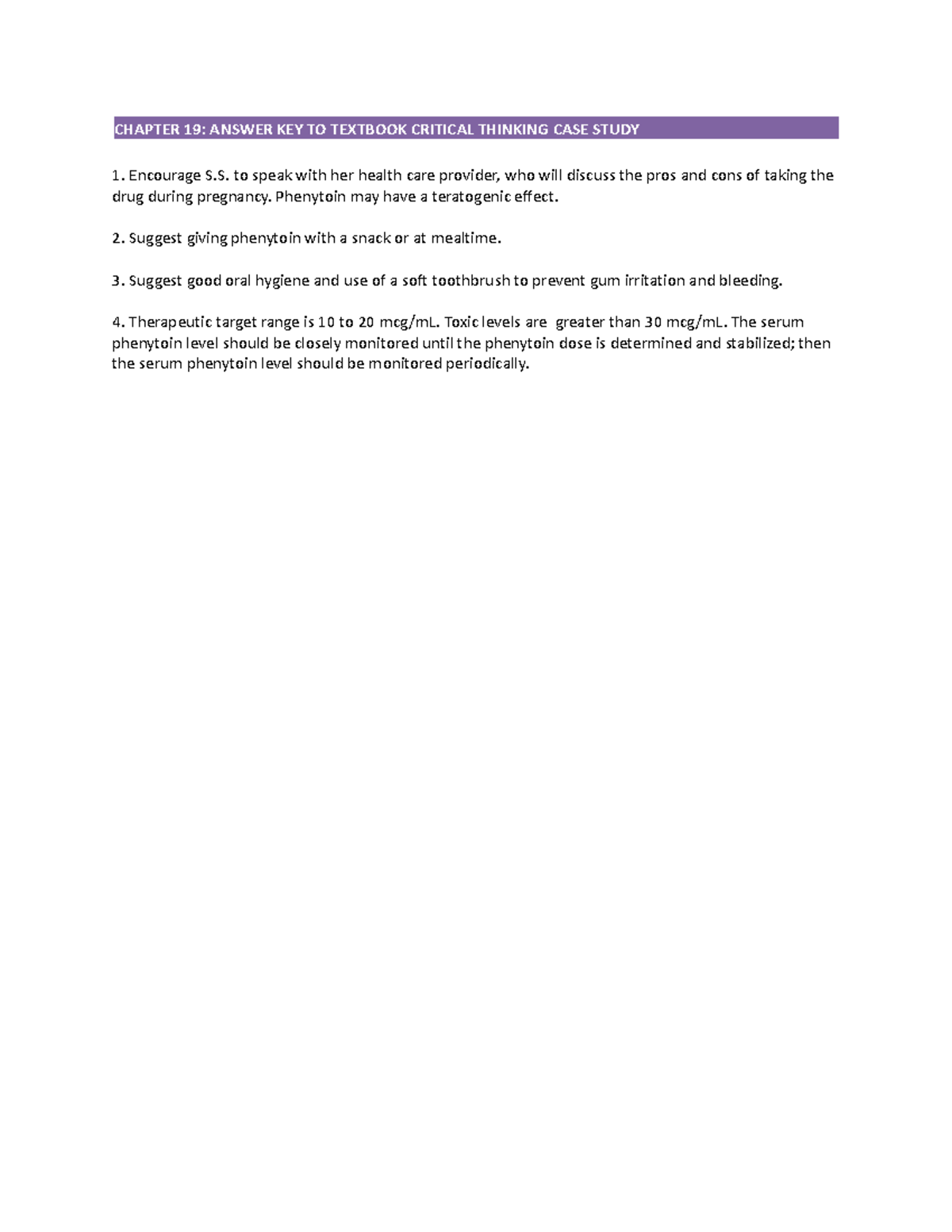 Chapter 019 - Answer Key to Psychiatric Mental Health Nursing Cases - Studocu