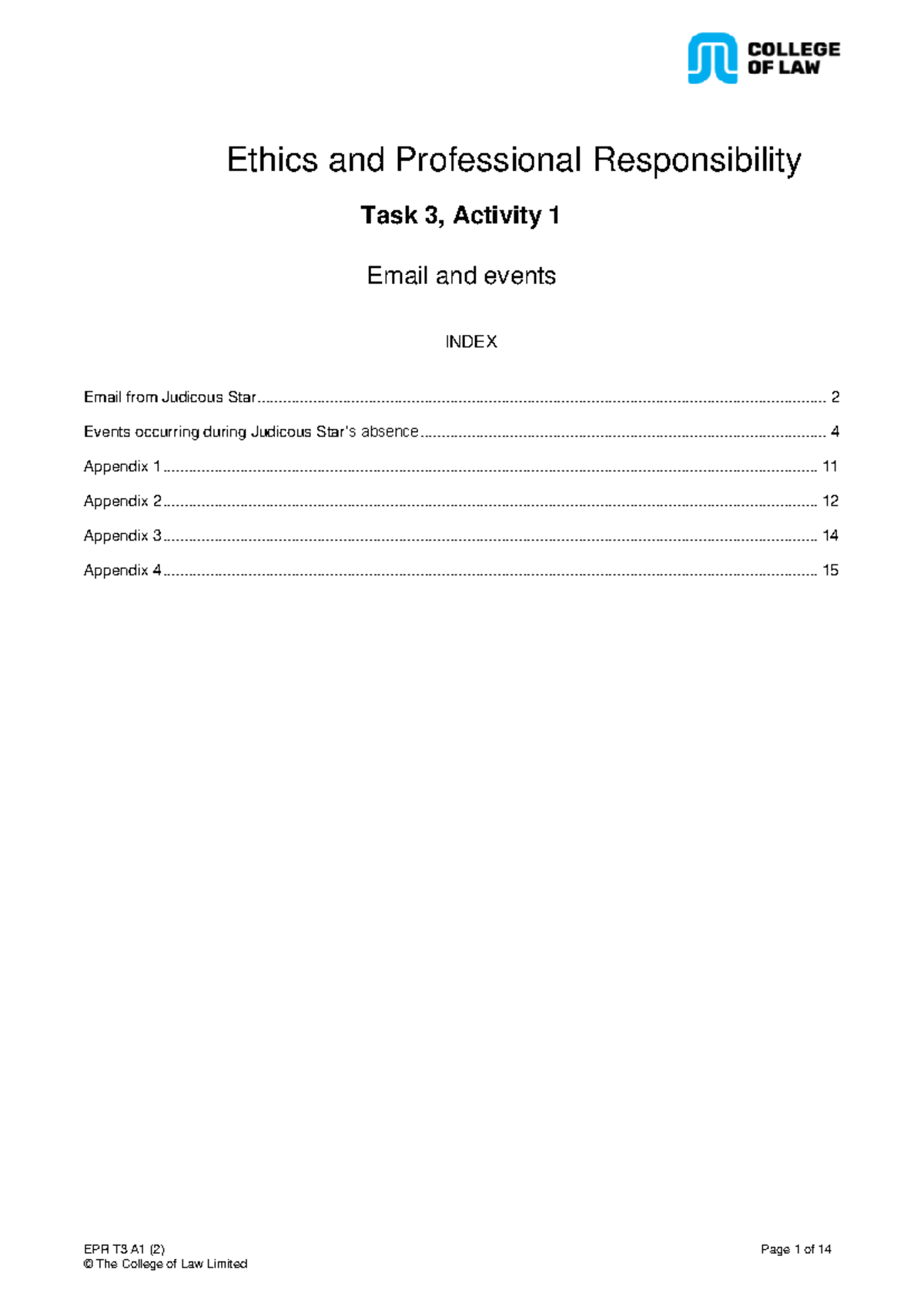 EPR T3 A1 - Ethics & Professional Responsibility Task 3.1 Email ...