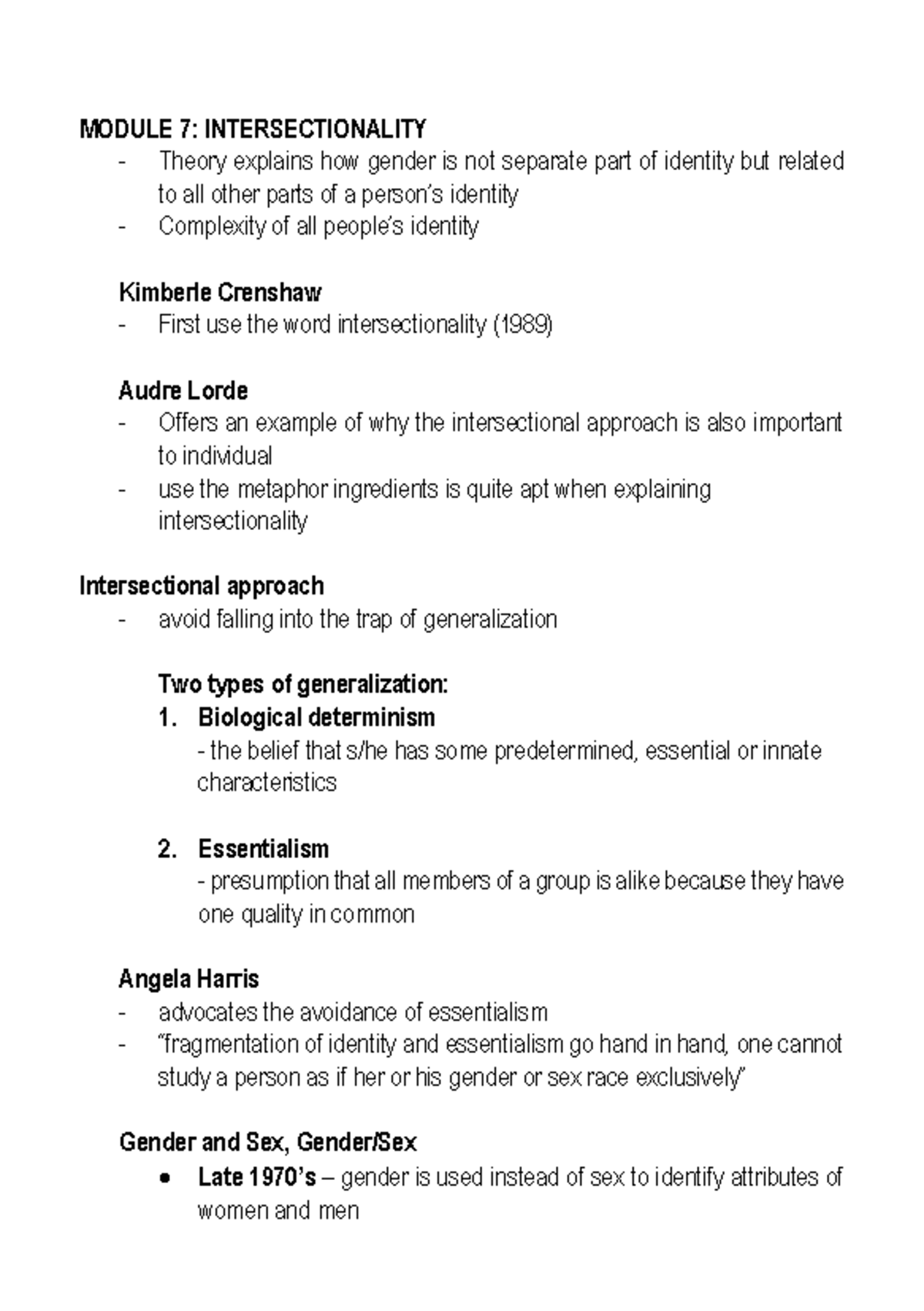 SOC SCI 7 & 8: Intersectionality and Gender Inequality Insights - Studocu