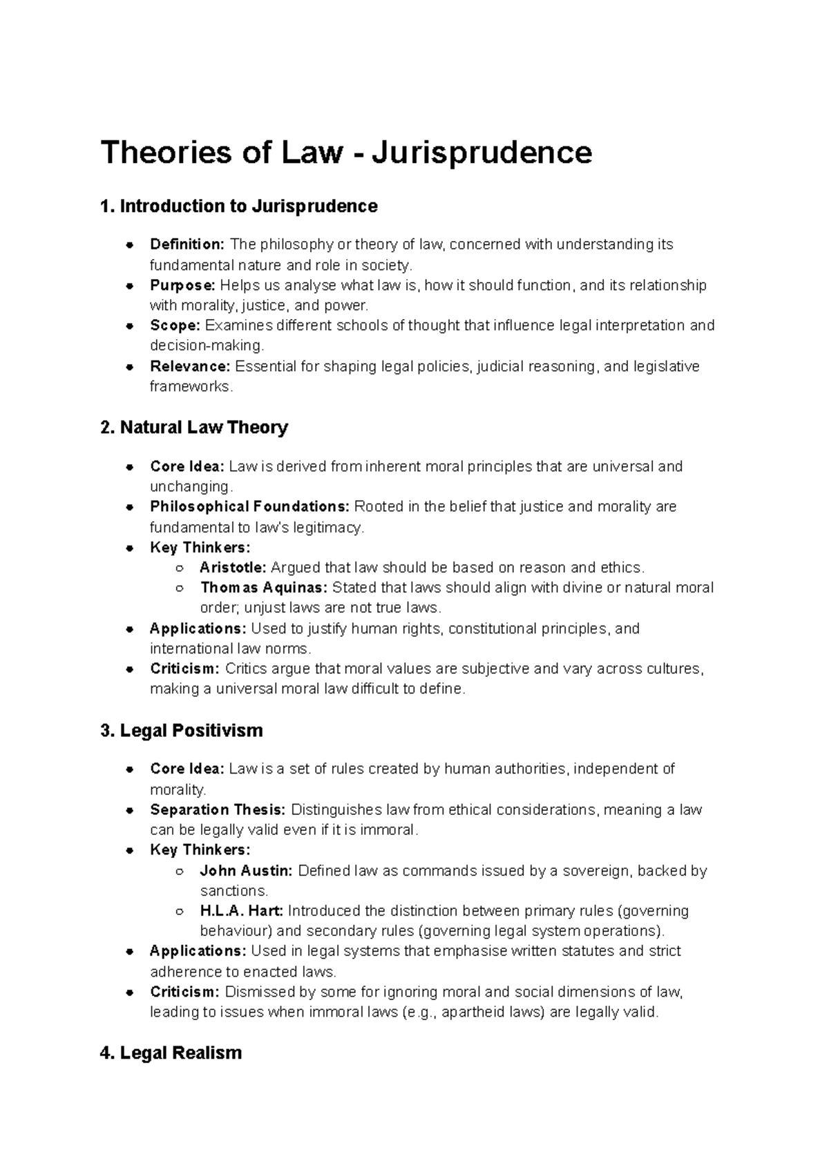 FOL 101 quiz notes: key theories and principles of jurisprudence - Studocu