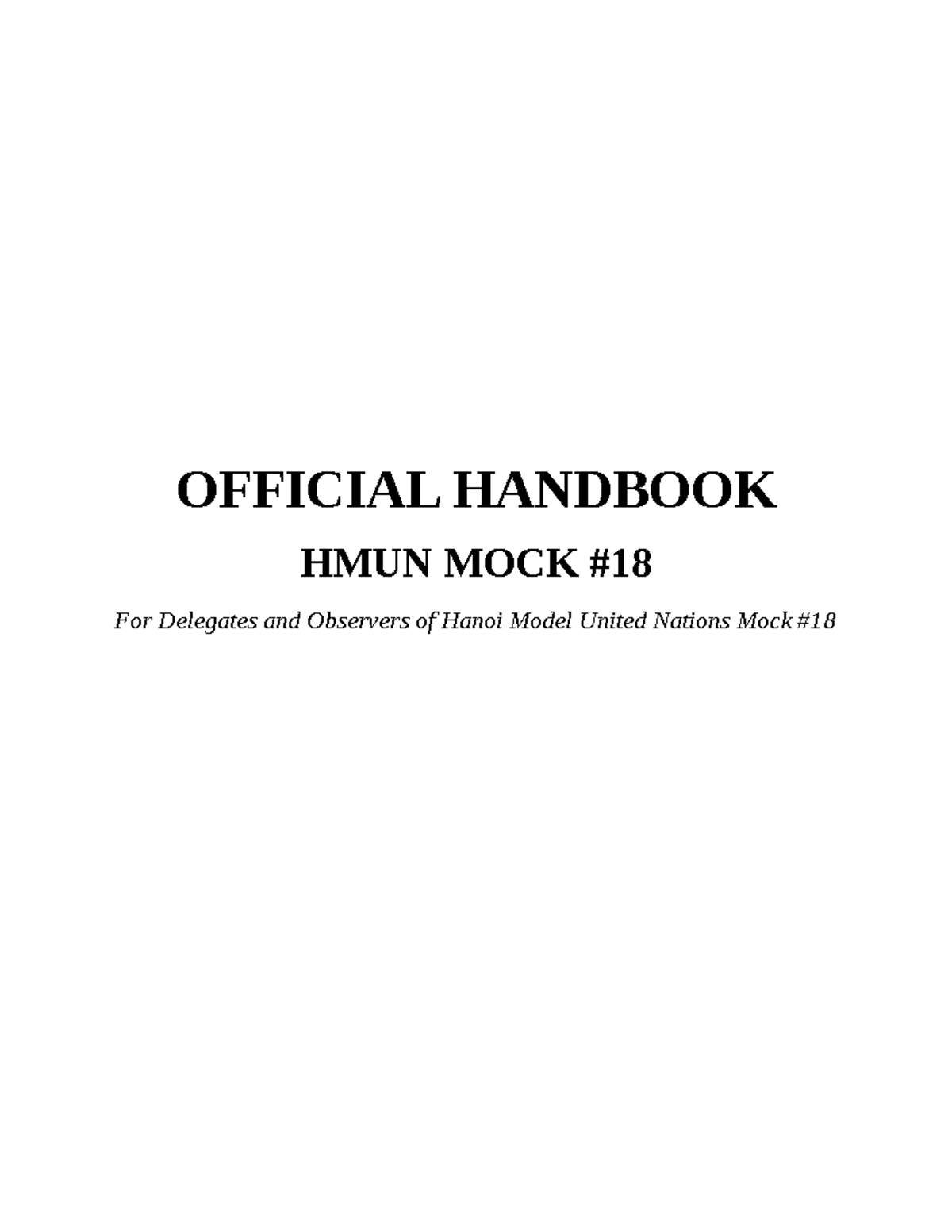 Copy of Official Handbook CONT HMUN MOCK #18 - OFFICIAL HANDBOOK HMUN ...