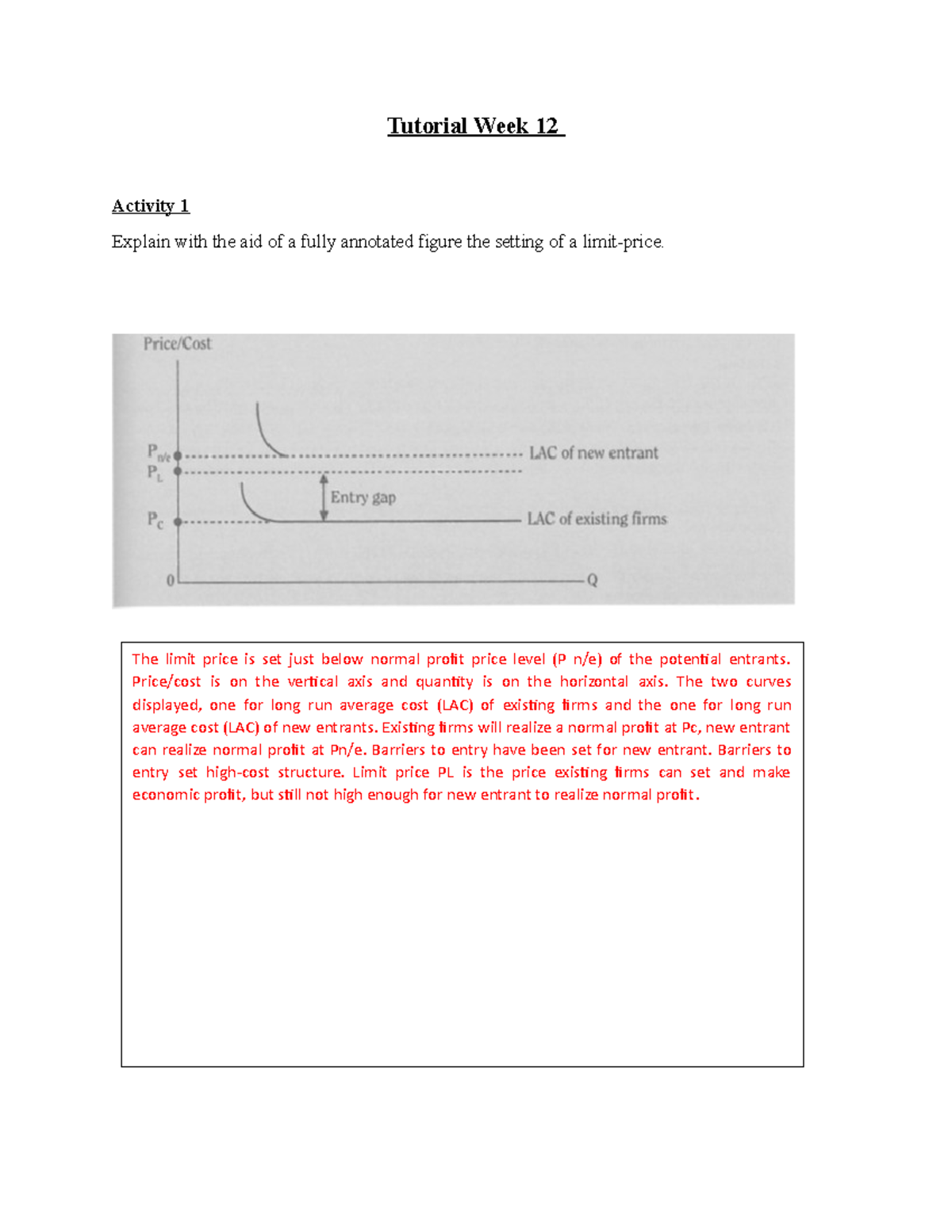 ECON 301 Tutorial Week 12: Limit Pricing and Sales Revenue Analysis ...