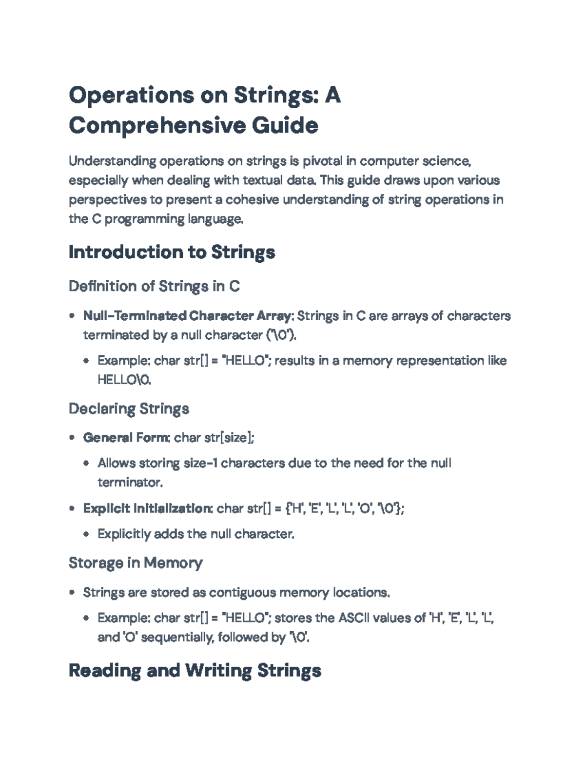 C Programming: Comprehensive Guide to String Operations - Operations on ...