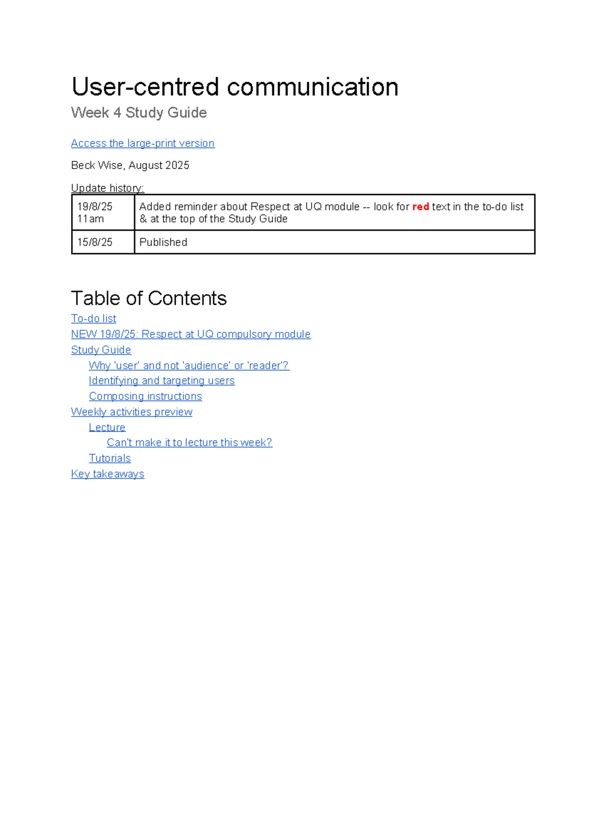 UQ COMM 1010 Week 4 Study Guide: Respect Module & User-Centered ...