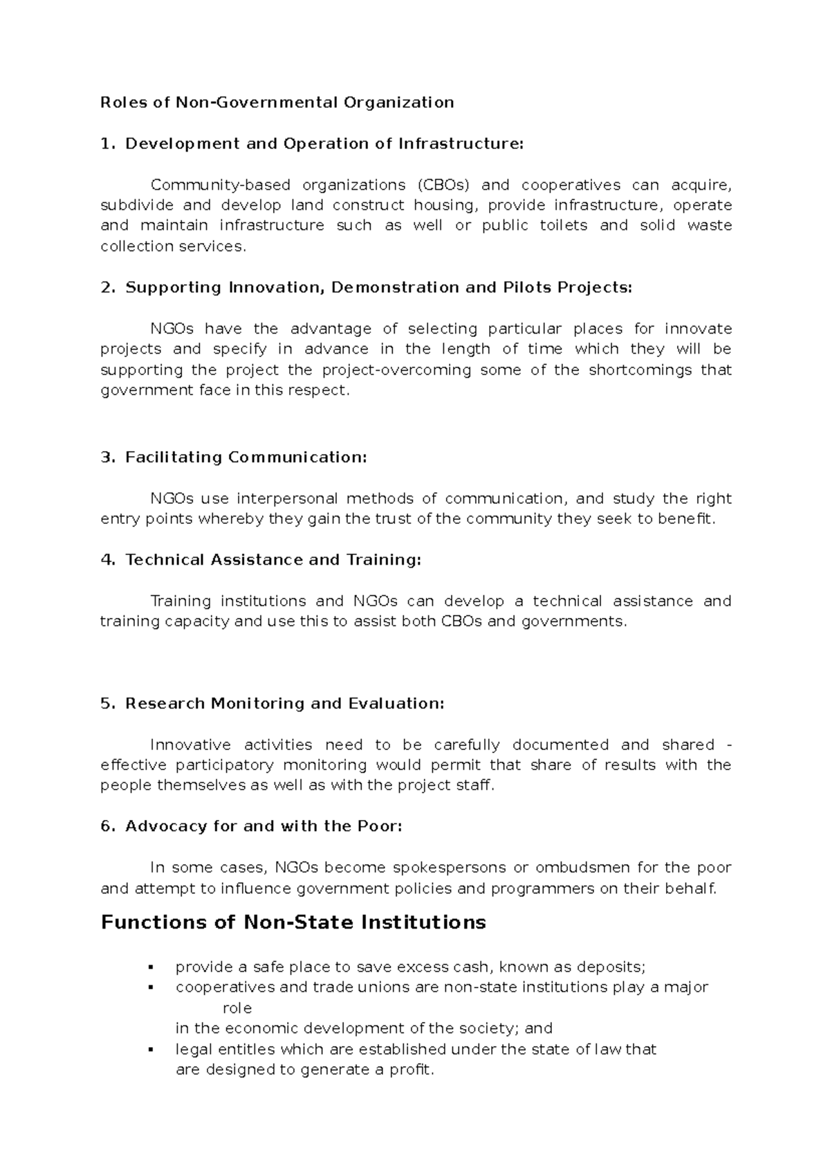 NGO Functions: Development, Innovation, Communication, and Advocacy ...