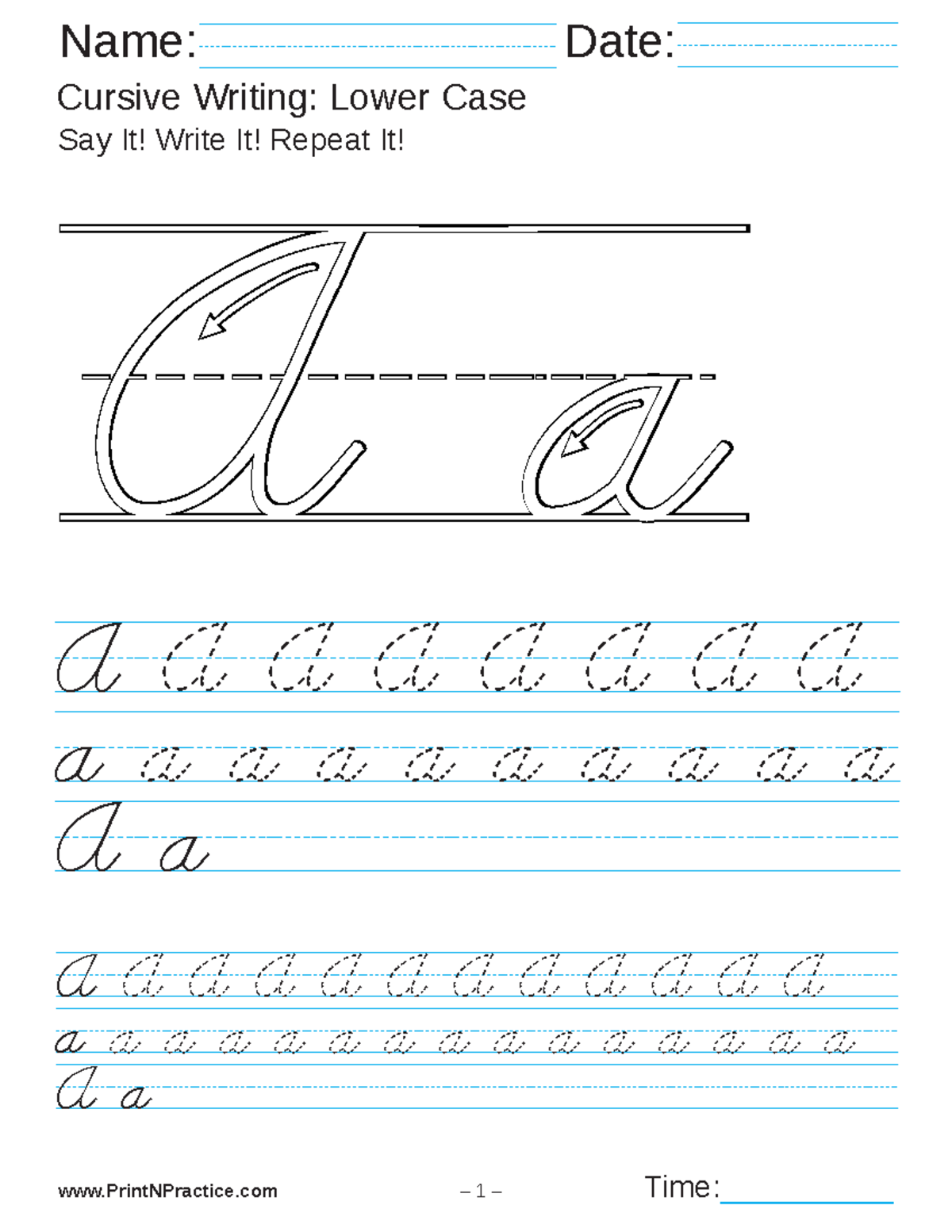 Cursive Writing Practice: Lower Case Say It! Write It! Repeat It! - Studocu