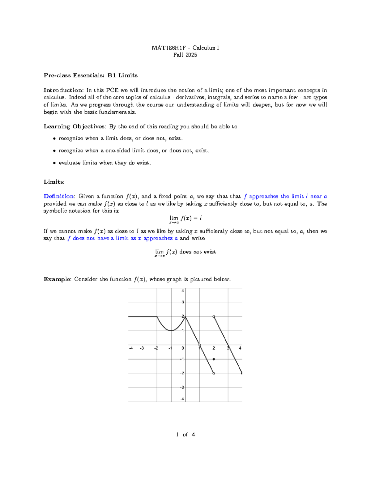 MAT186H1F Calculus I Fall 2025: Intro to Limits Essentials - Studocu