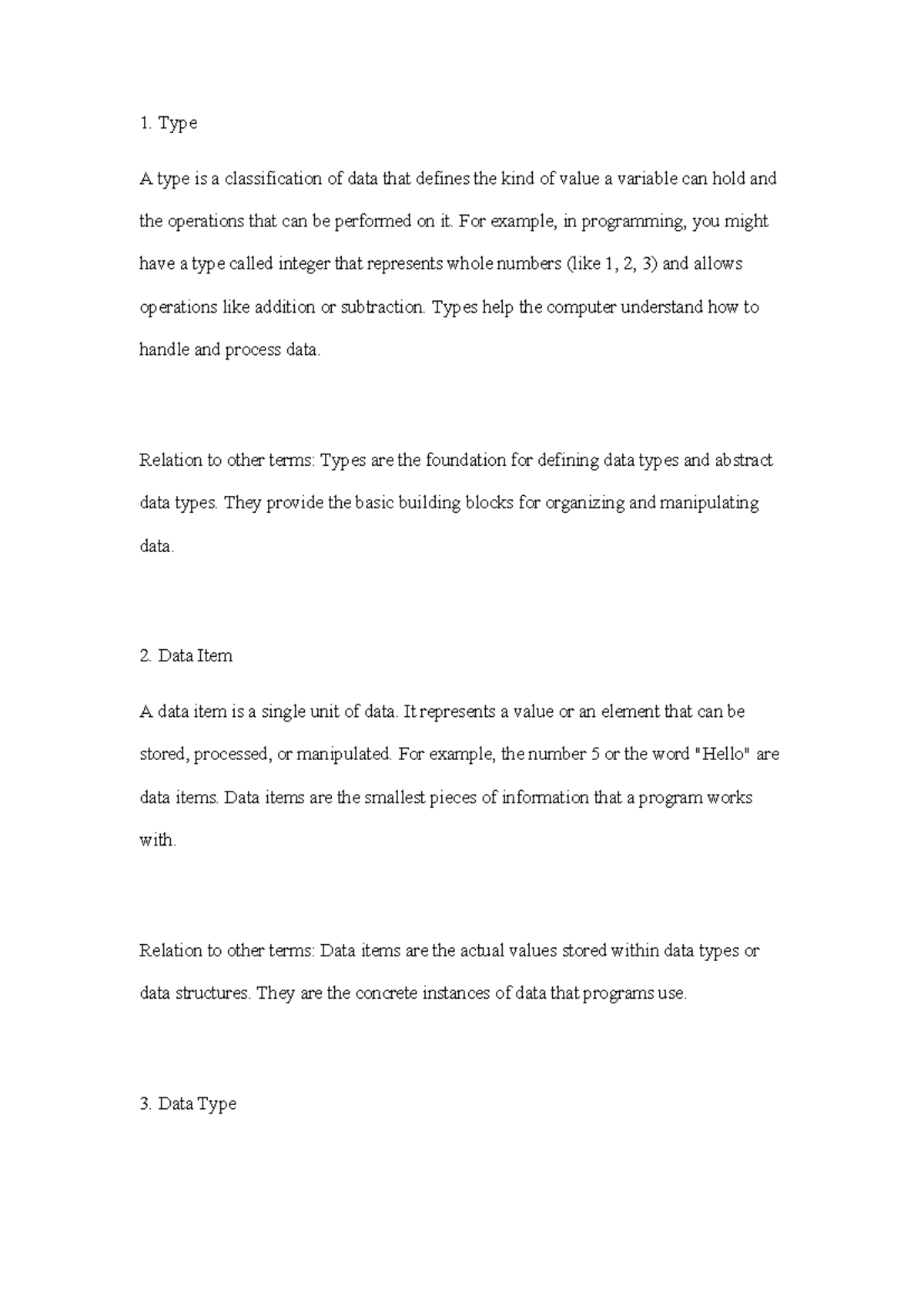 CS 3303 Discussion Forum: Data Types and Structures Overview - Studocu