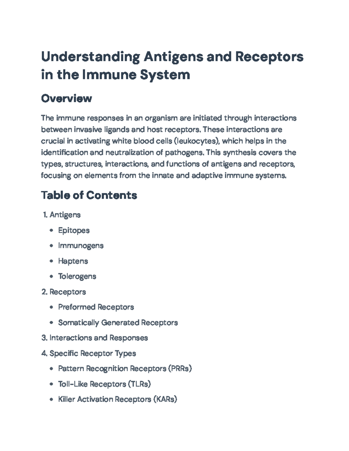 Comprehensive Overview of Antigens and Receptors in the Immune System ...