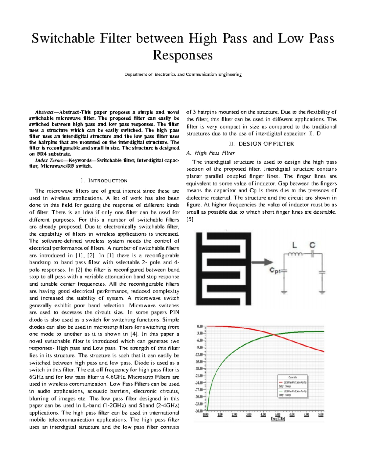 IEEE ECE 101: Switchable Microwave Filter Design for High and Low Pass ...