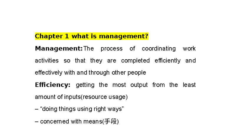 Management Notes: Chapter 1 - Understanding Management Concepts - Studocu
