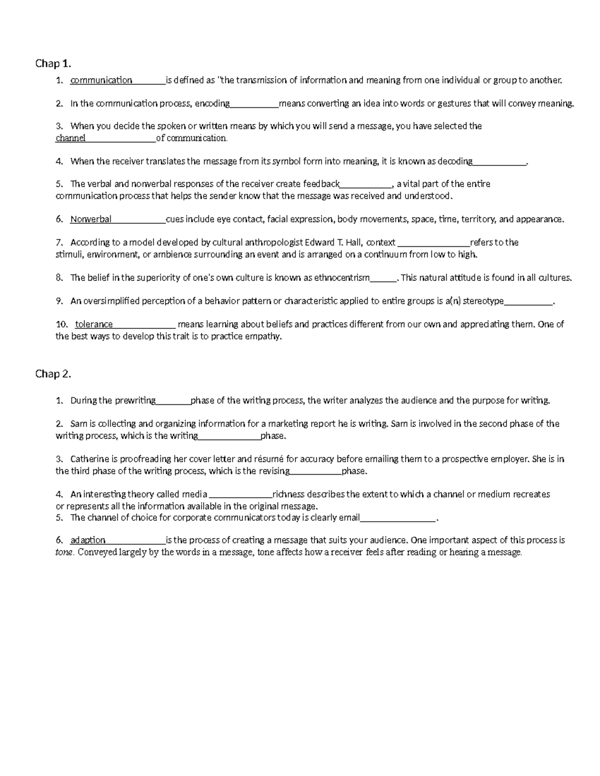 TACN 2: Comprehensive Notes on Communication and Writing Processes ...