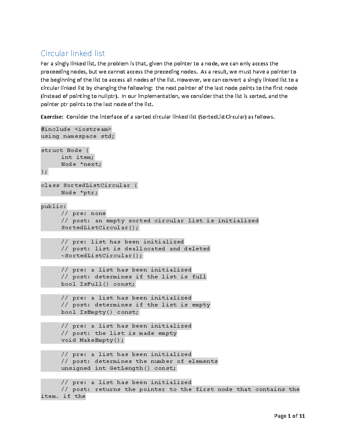 Circular and Doubly Linked List Study Notes (CS 101) - Studocu