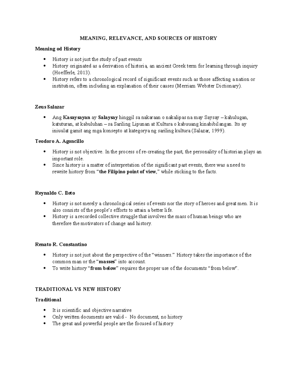 HIST 101: Meaning, Relevance, and Sources of History - Lessons 1 to 3 ...