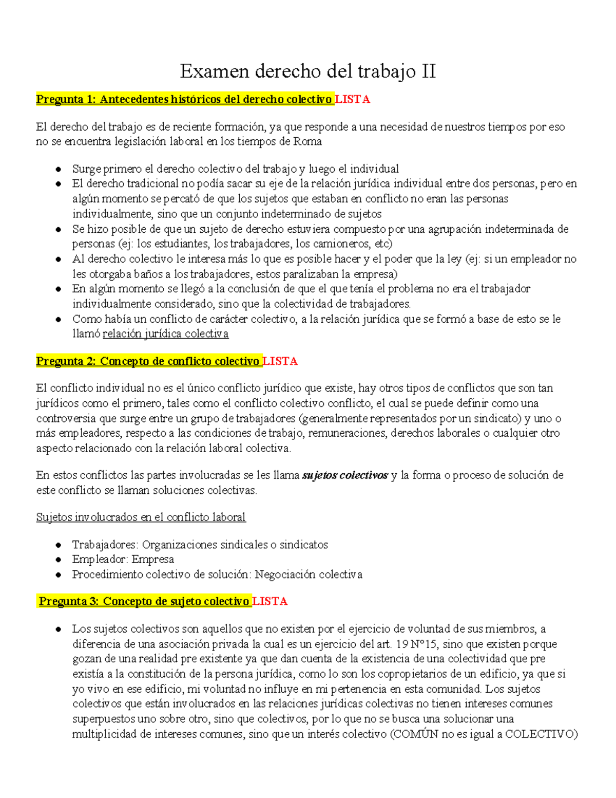 Examen Derecho del Trabajo II: Historia y Conceptos Clave - Document Preview