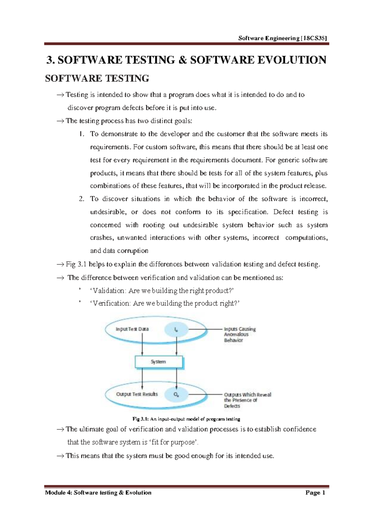 Software Engineering 3: Module 4 - Software Testing & Evolution - Studocu