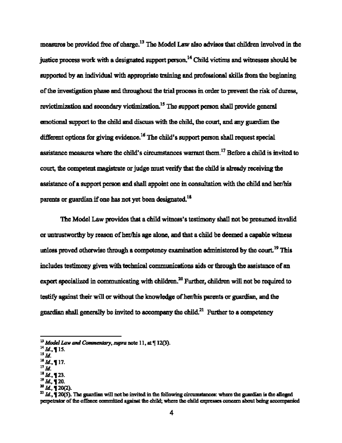 Model Law on Child Witnesses: Support Measures and Testimony Guidelines ...