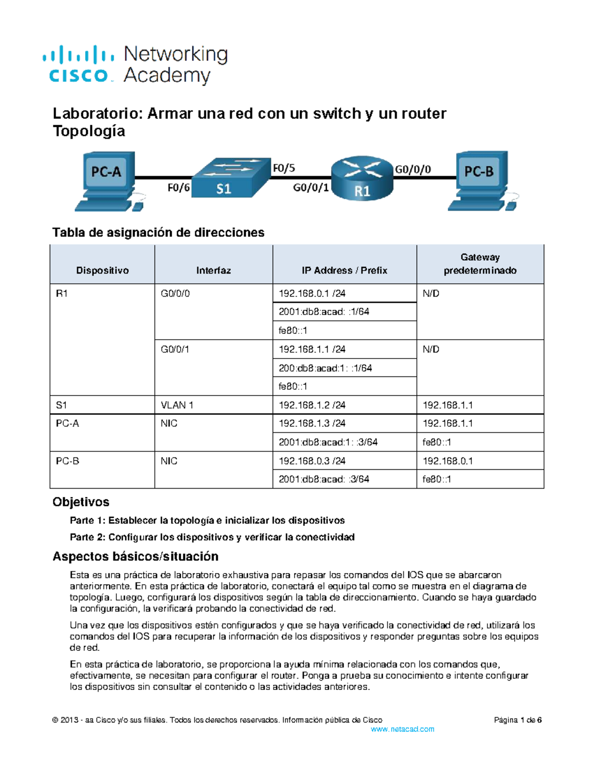 Laboratorio 10.4.4: Configuración de Red con Switch y Router - Studocu