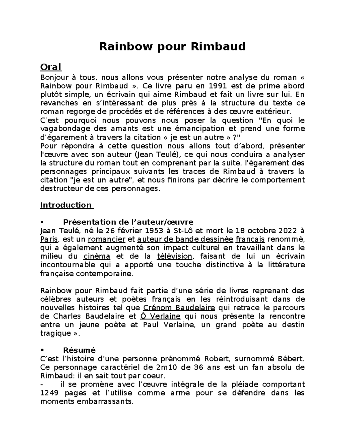 Analyse du Roman 
