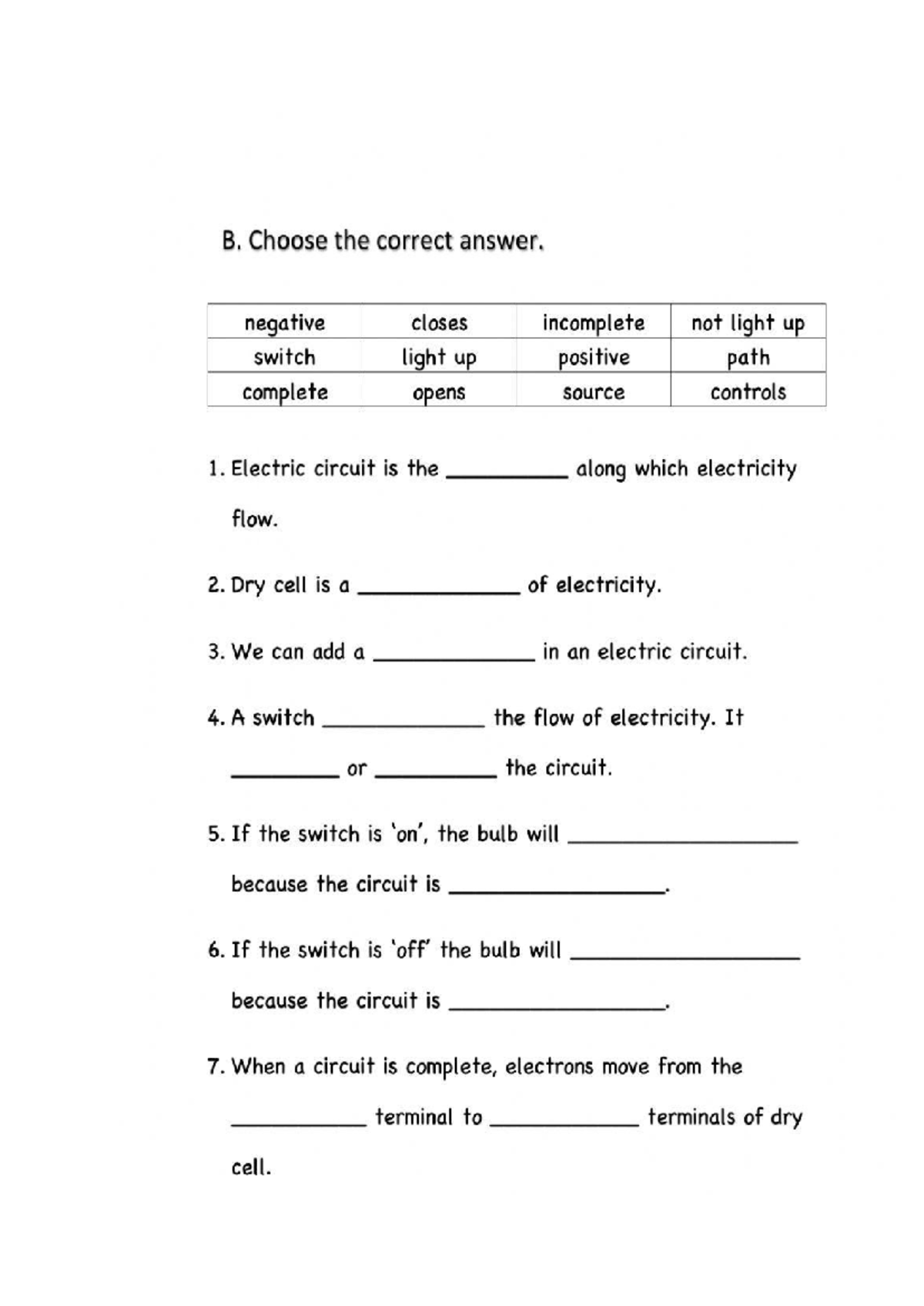 Electric Circuit Worksheet: Understanding Components & Functions - Studocu