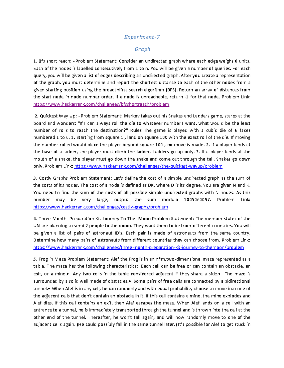 Experiment 7 AP - advanced programming material - Experiment- Graph Bfs ...