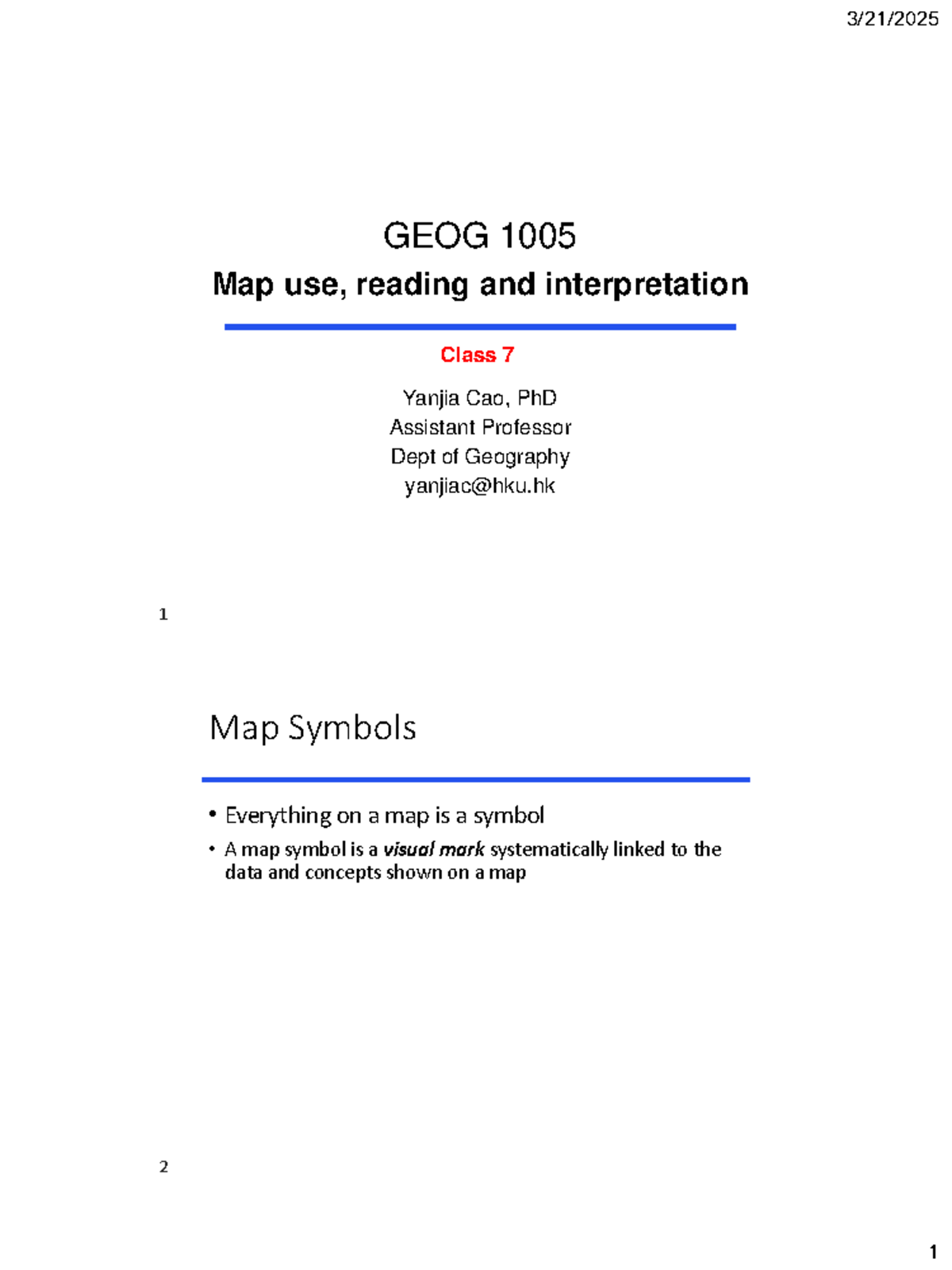 Geog 1005 Lecture 7: Understanding map symbols and their uses - Studocu