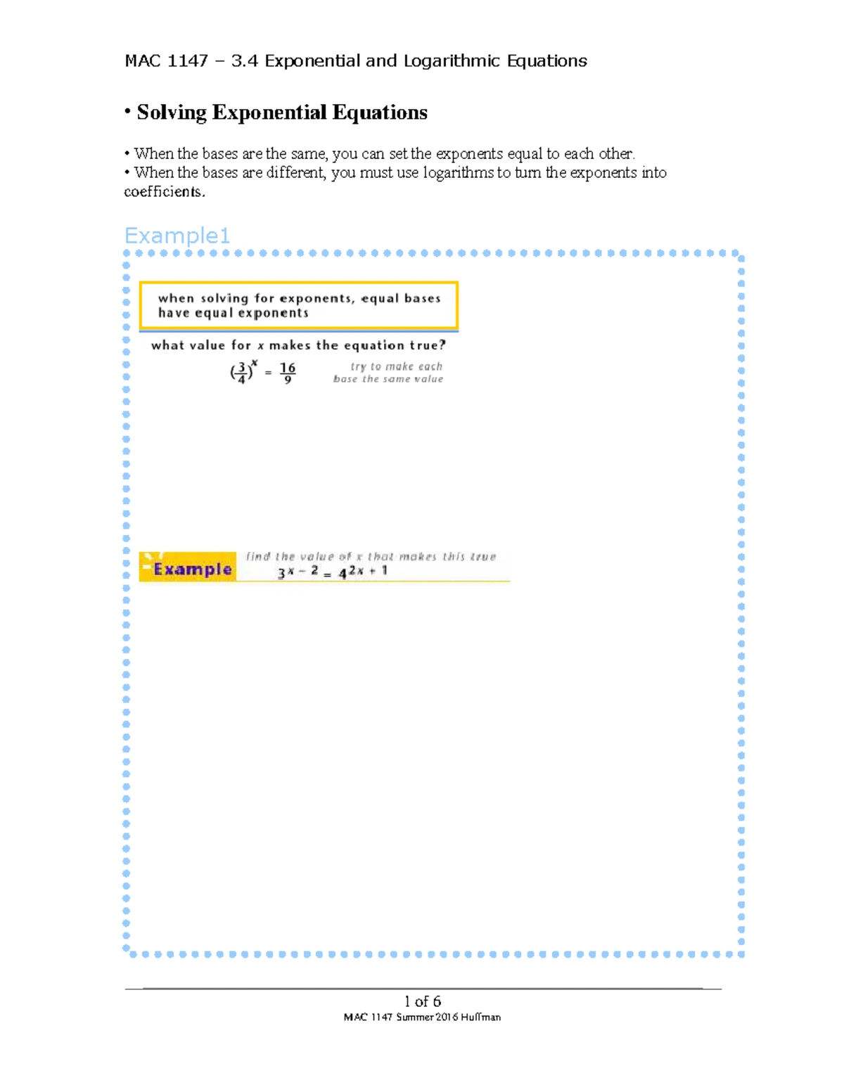 MAC 1147 Final Exam Notes: Exponential Growth and Decay Models - MAC ...