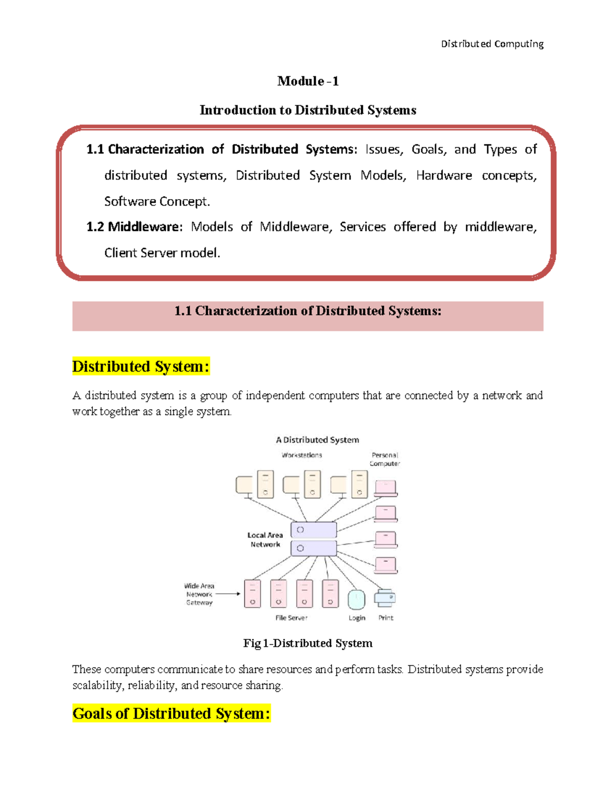 DC Module 1: Introduction to Distributed Systems and Middleware - Studocu