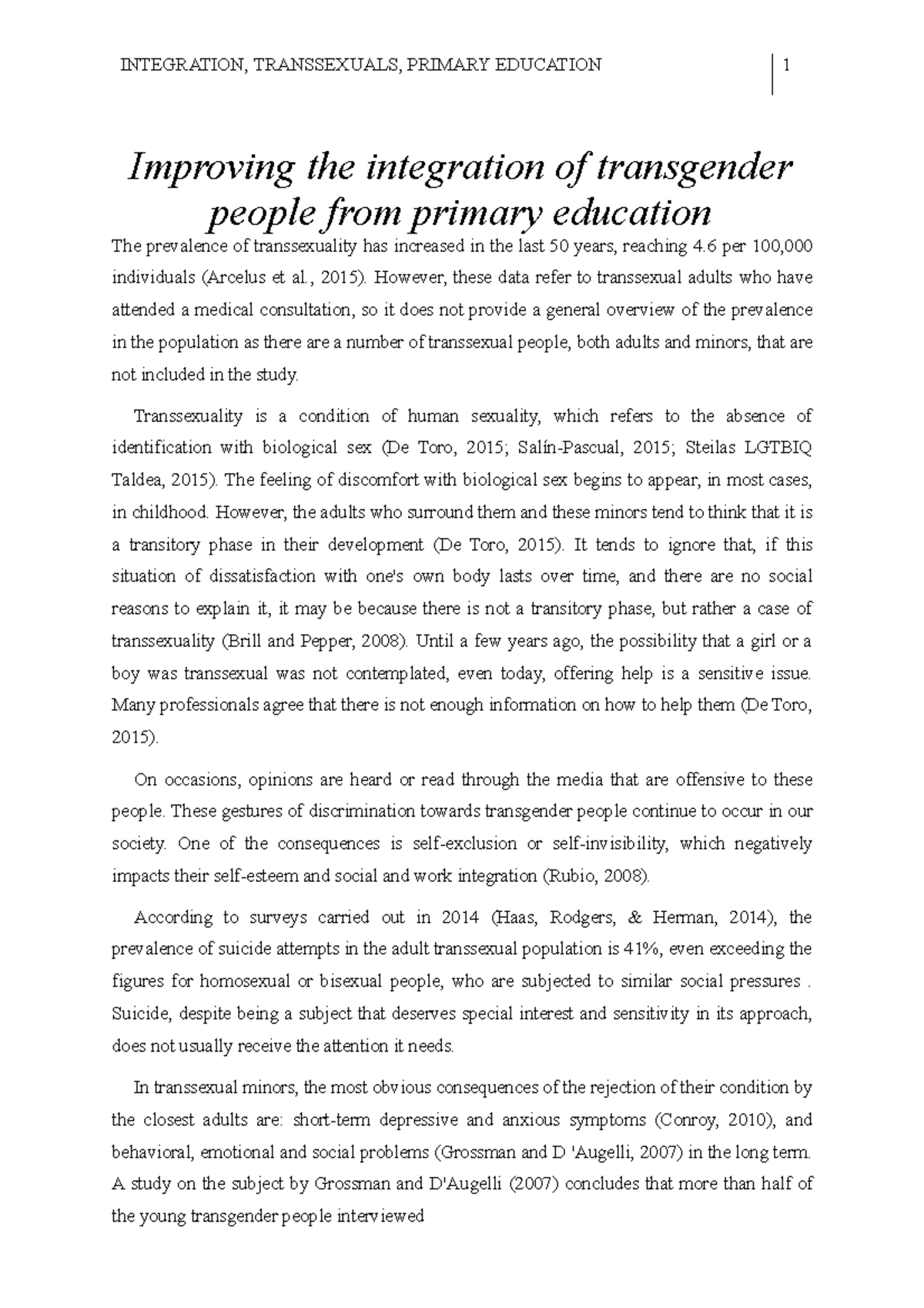 **Course TFG: Enhancing Transgender Integration in Primary Education ...
