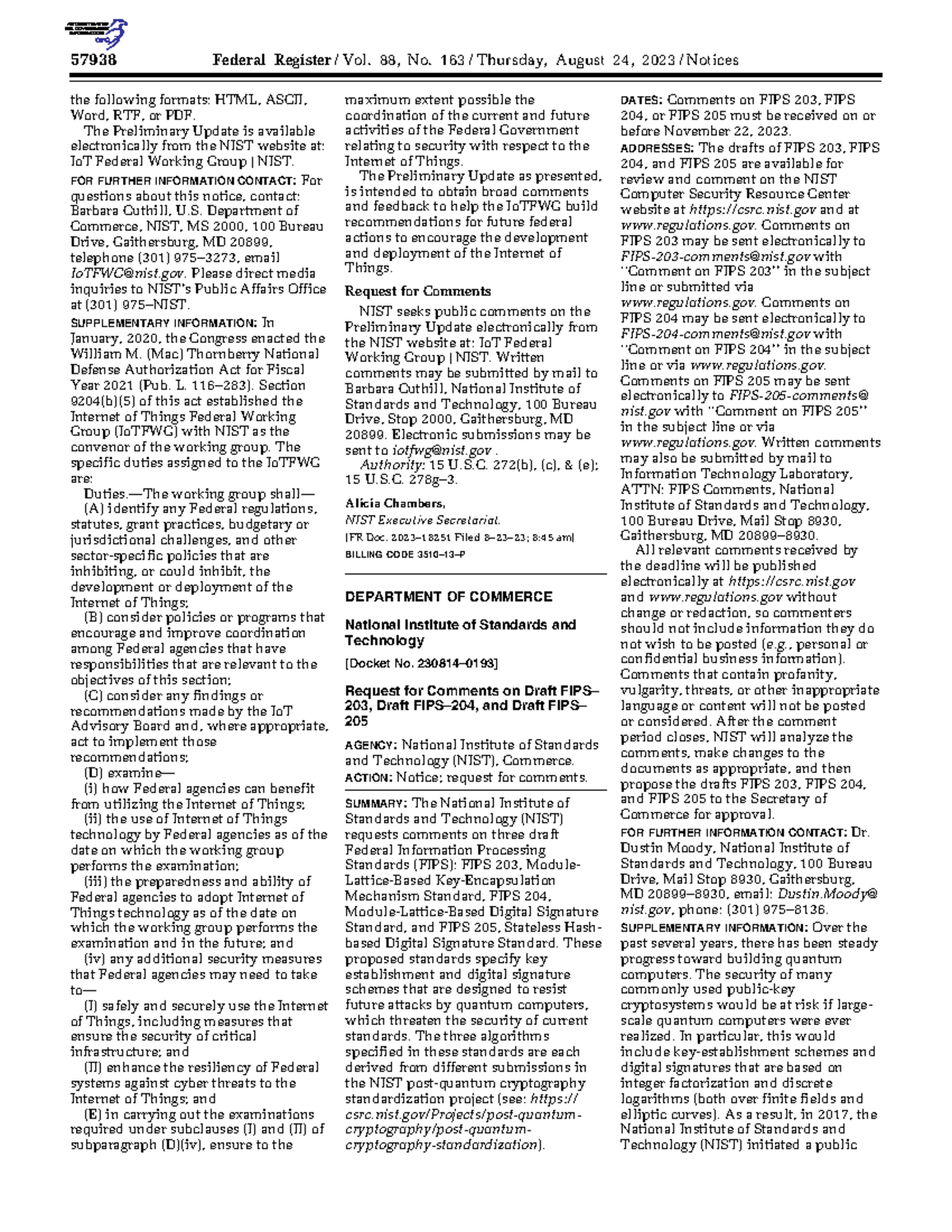 NIST FIPS Drafts 203, 204, and 205: Request for Comments - Studocu