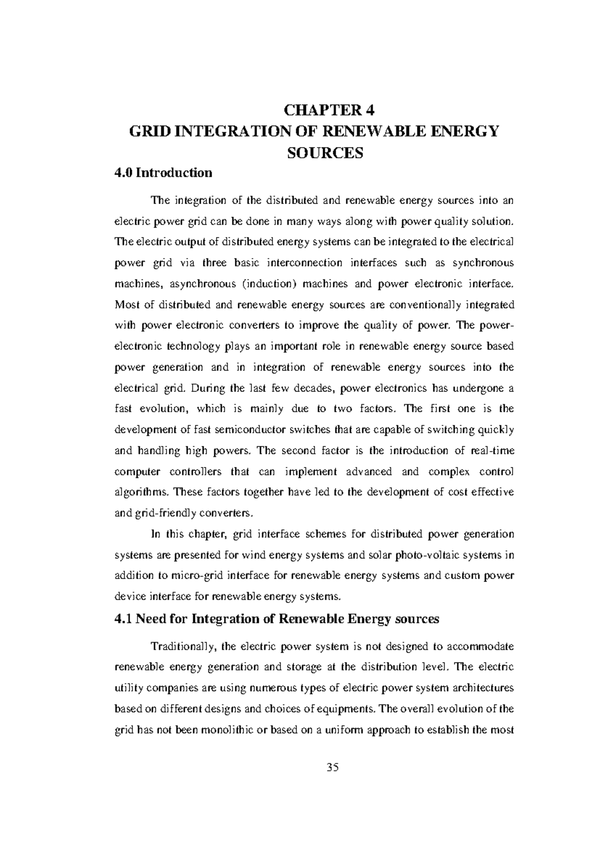 CHAPTER 4: GRID INTEGRATION OF RENEWABLE ENERGY SOURCES - Studocu