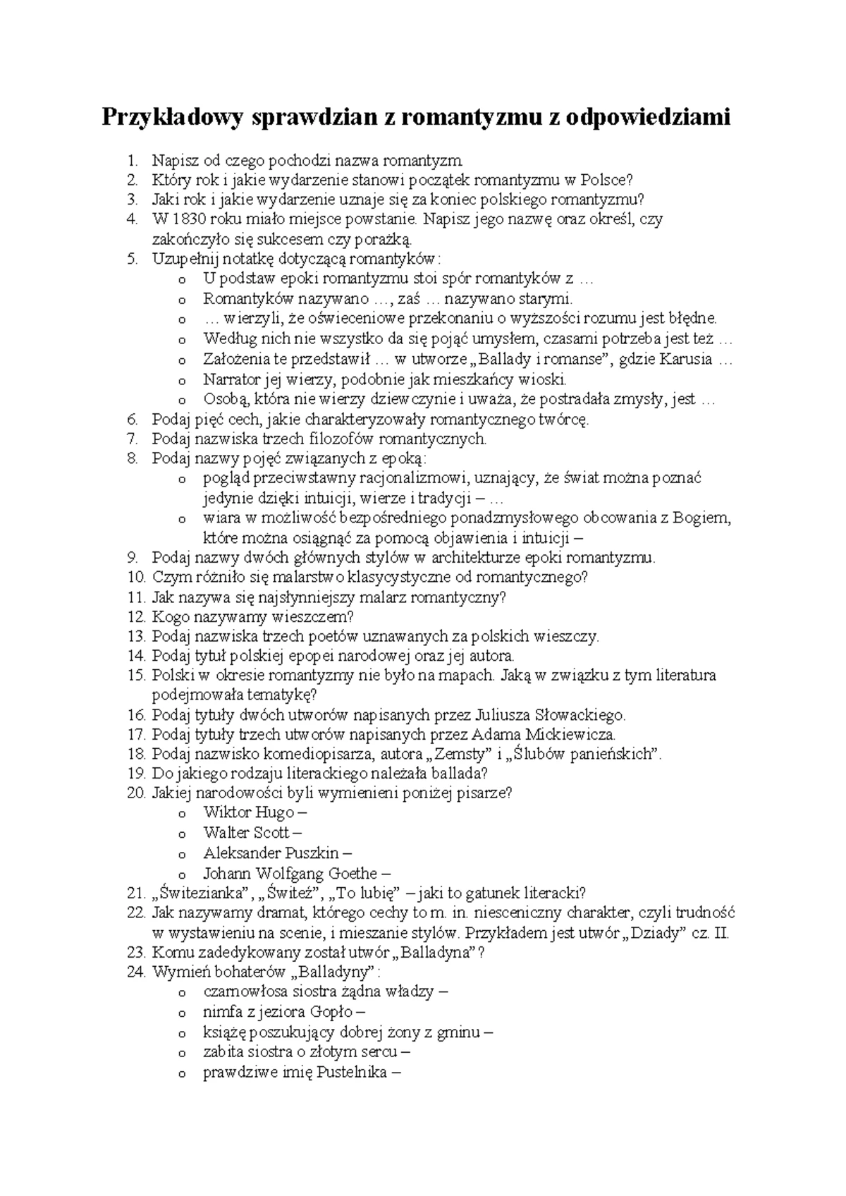 Sprawdzian Z Fleksji Gimnazjum Z Odpowiedziami www.studocu.com