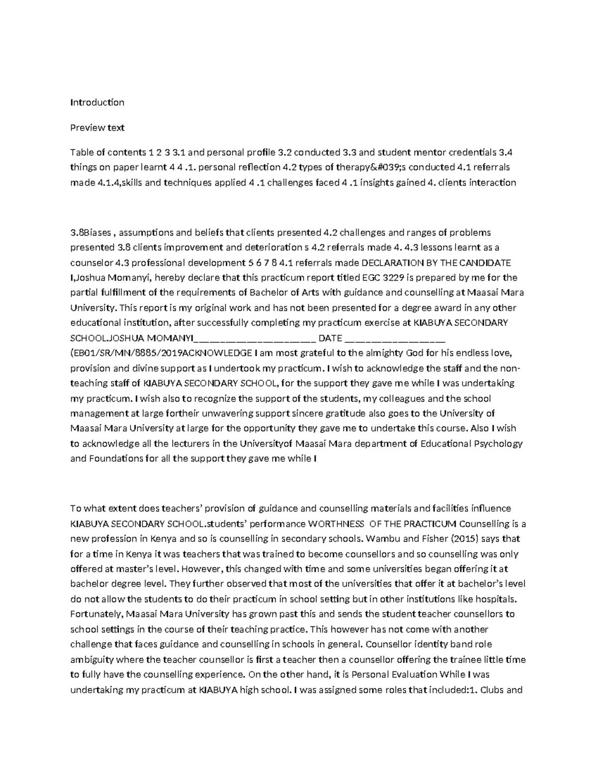 EGC 3229 Practicum Report: Insights from Guidance & Counseling at ...